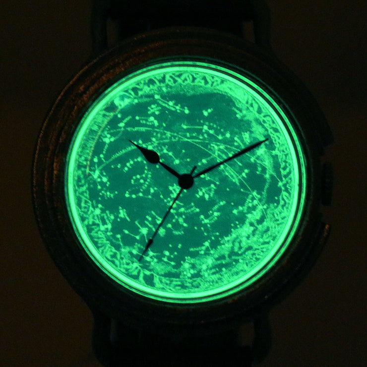 GENSO | Planisphere Starry Sky Watch (Phosphorescent Face) | 天体観測 星空手表 夜光錶盤