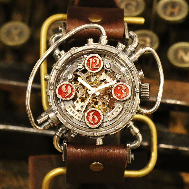 自動巻式 スチームパンク機械式腕時計 クロノマシーン シルバー925 オートマ | CHRONO MACHINE Mechanical Watch (Silver)