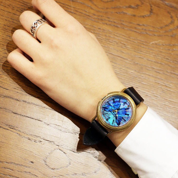 The Real Morpho Butterfly Wing Watch Size L (Brass) | Original Handmade Watches from Tokyo 匠人手工製作 穆爾佛蝶 個性手錶