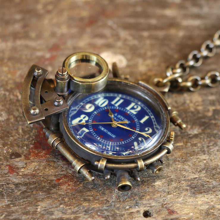 A Story X Denki Endorphin | Steampunk Brass Pendant Watch (Arabic) | Original Handmade Clocks from Japan