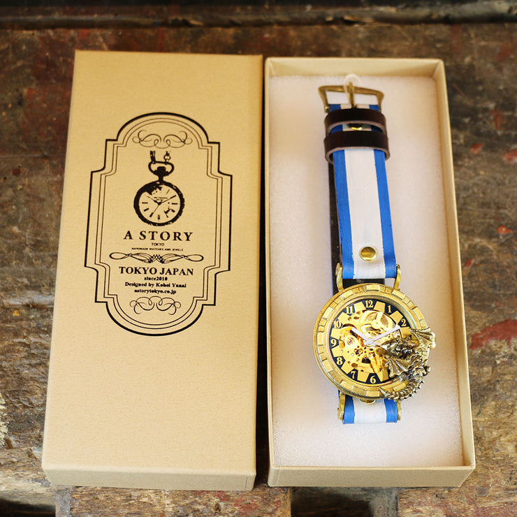 Dragon's Wristwatch "Curious Dragon" (Blue) | Fantasy Art Handcraft Watch