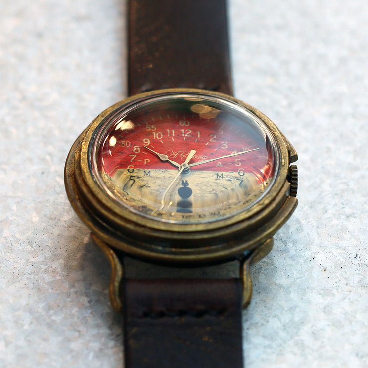 A Story | Red & Brass Military Watch Bicolor | Original Handmade Watches from Japan