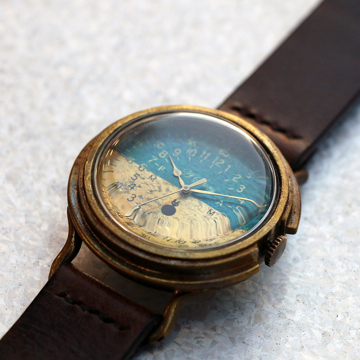 A Story | Blue & Brass Military Watch (Bicolor) | Original Handmade Watches from Japan
