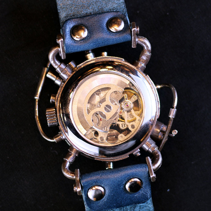 CHRONO MACHINE Mechanical Steampunk watch Silver925 (Blue) unique piece 個性手錶