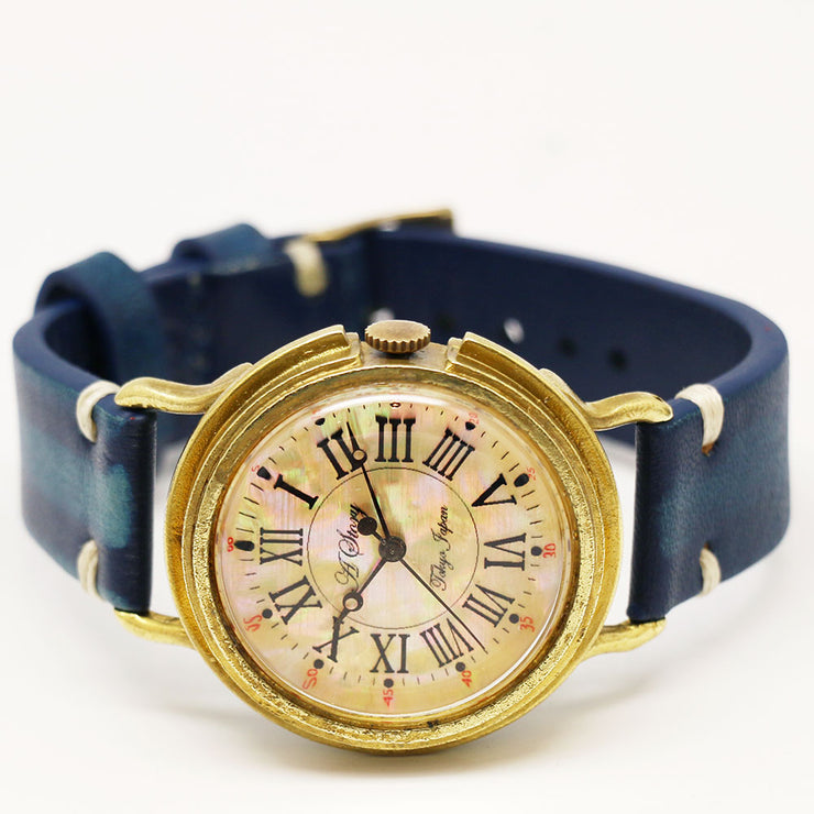 Retro Shell Roman Numeral Dial Watch | Original Handmade Watches from Japan 羅馬數字 貝殼 復古風格古銅個性手錶